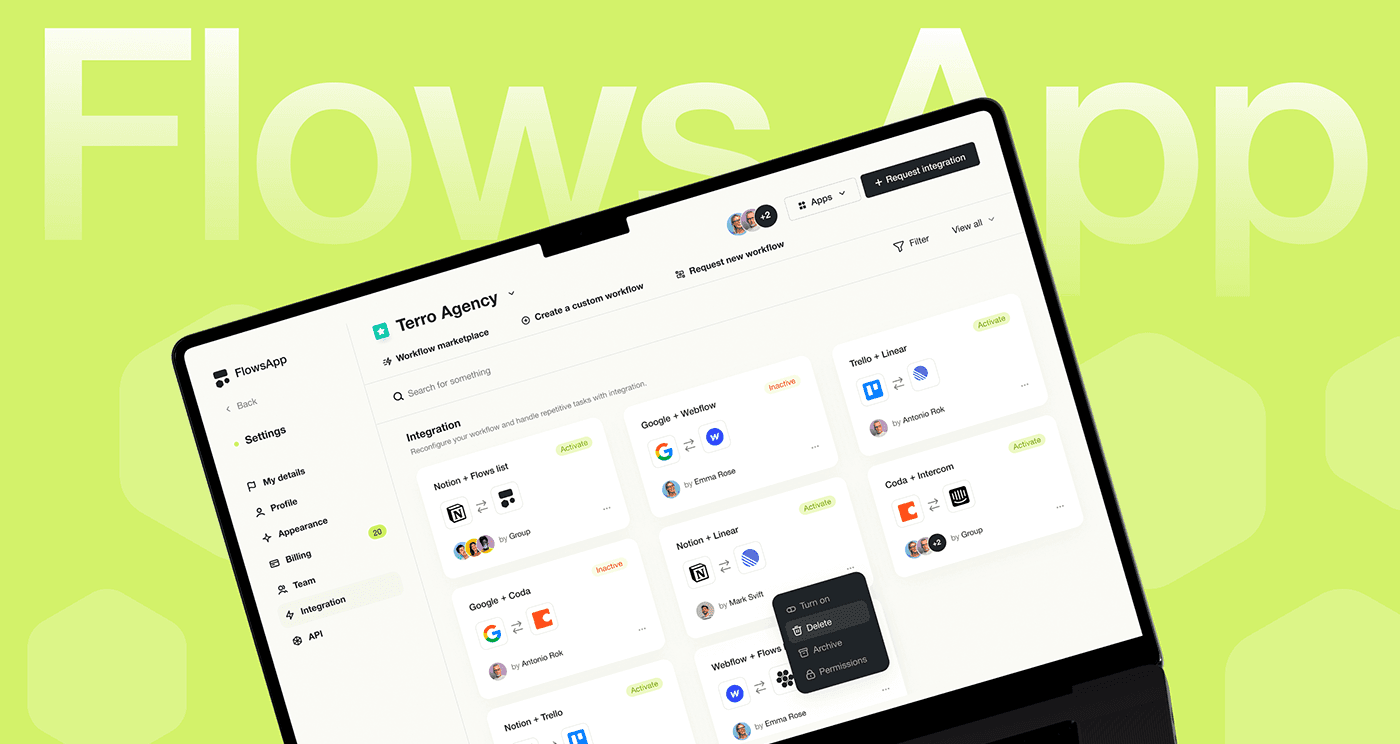 Flows App task and project management hero view