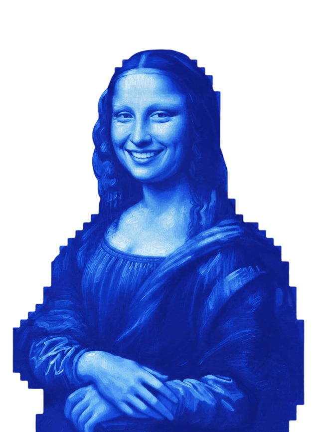 Pixel Mona Lisa smiling