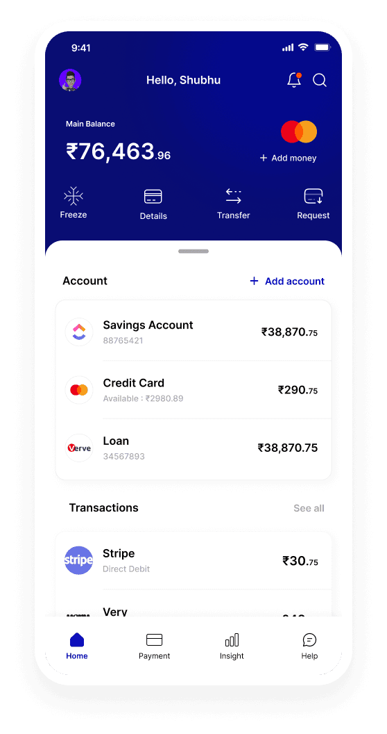 SwiftSave home screen after the account display redesign